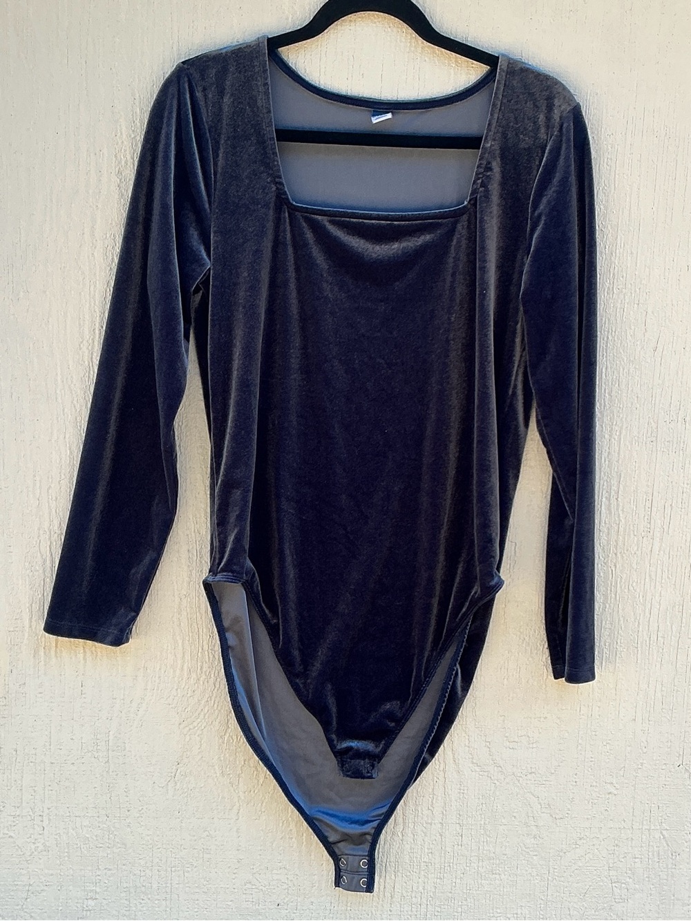 Old Navy Navy Blue Velvet Long Sleeve Square Neck Bodysuit Women’s XL